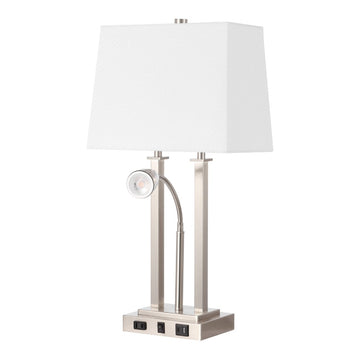 Blaire 23.75" 2-Light Modern Farmhouse Metal LED Table Lamp with USB Charging port - JONATHAN Y